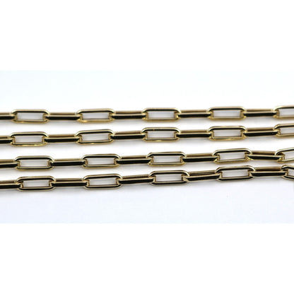 14K Yellow Gold Hollow Paper Clip Link Chain Necklace