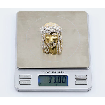 Large 14K Yellow Gold Diamond Jesus Christ Crown of Thorns Ring