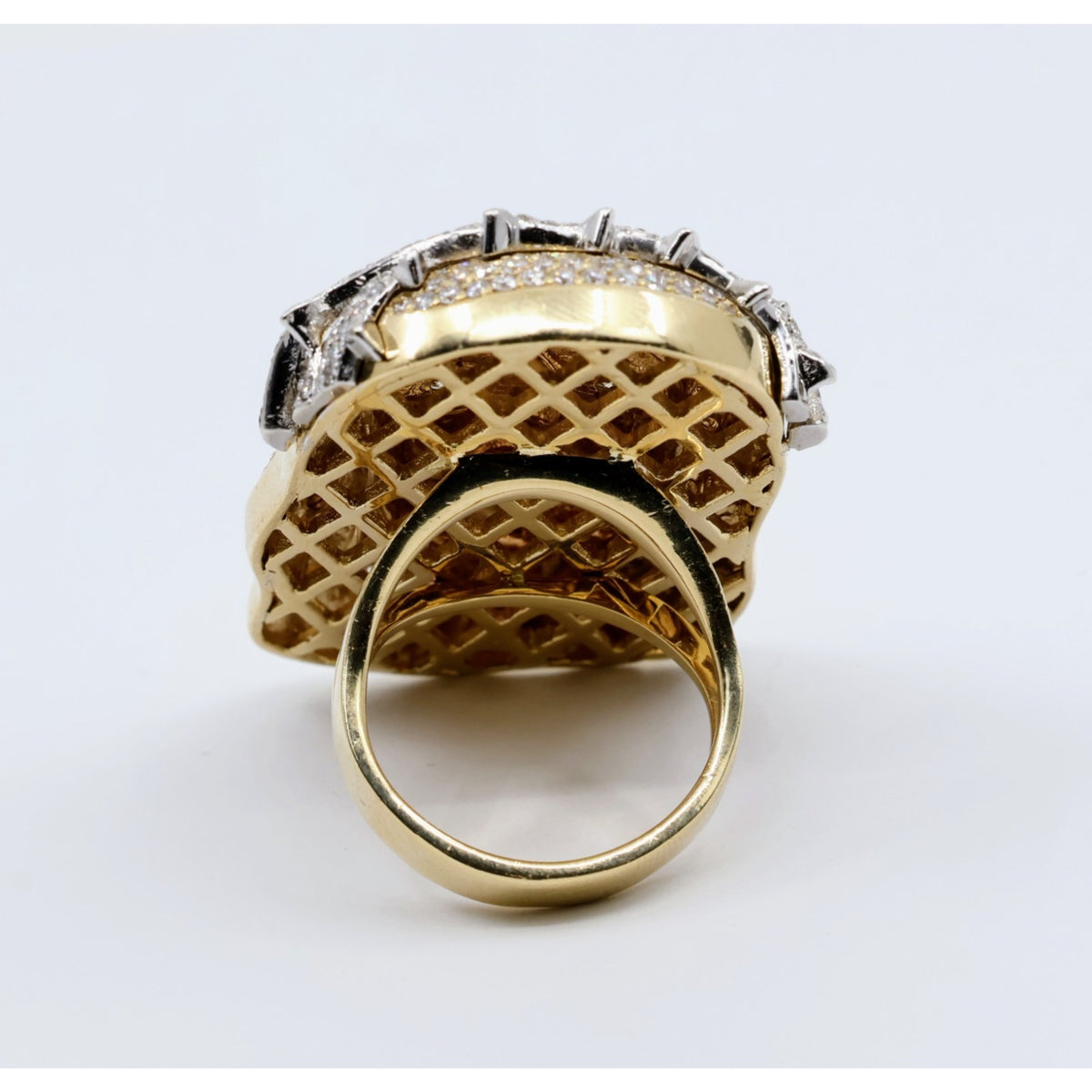 Large 14K Yellow Gold Diamond Jesus Christ Crown of Thorns Ring