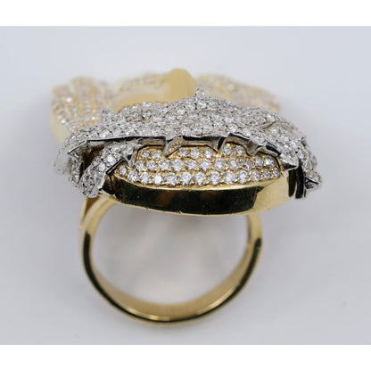 Large 14K Yellow Gold Diamond Jesus Christ Crown of Thorns Ring