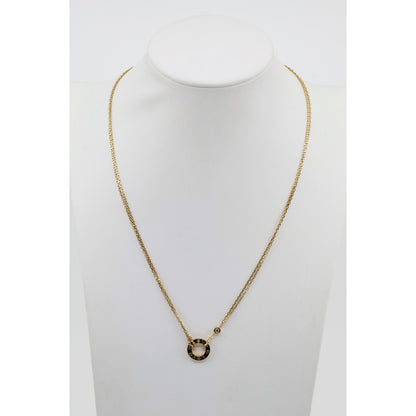 Cartier LOVE 2 Diamond Circle Pendant Necklace 18K Yellow Gold B7219500 w/ Pouch