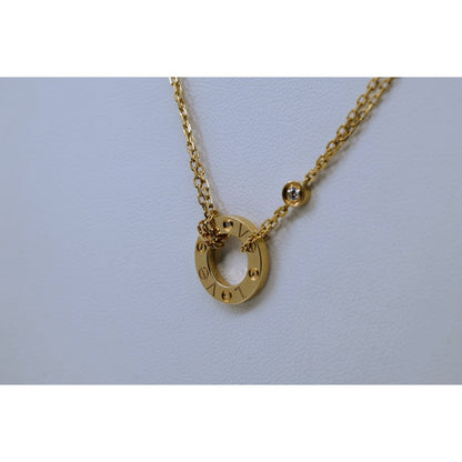 Cartier LOVE 2 Diamond Circle Pendant Necklace 18K Yellow Gold B7219500 w/ Pouch
