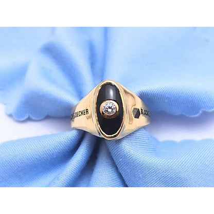 Black & Decker 14K Yellow Gold Black Onyx & Diamond Ring