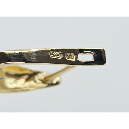 14K Two Tone Gold Diamond Latch Back Hinge Round Earrings