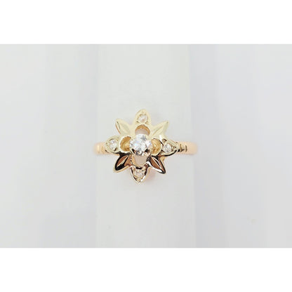 Vintage 14K Two Tone Gold Star Shaped CZ Ring