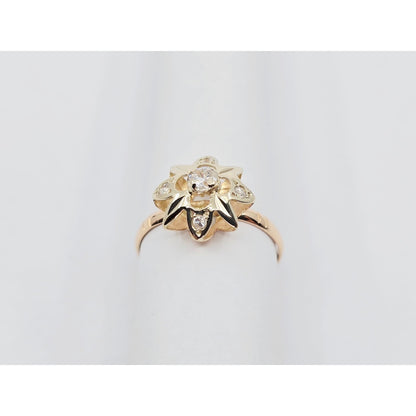 Vintage 14K Two Tone Gold Star Shaped CZ Ring