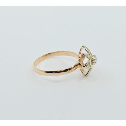 Vintage 14K Two Tone Gold Star Shaped CZ Ring