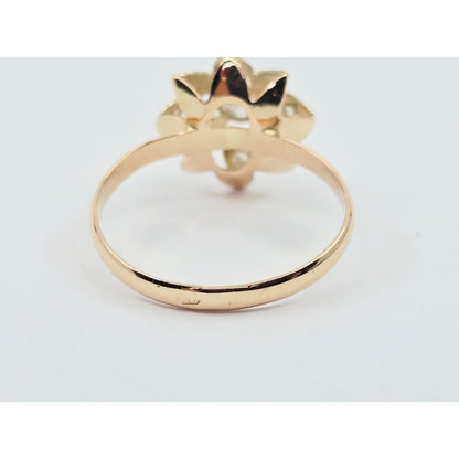 Vintage 14K Two Tone Gold Star Shaped CZ Ring