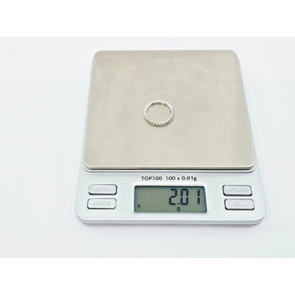 Thin 18K White Gold Single Row Round Cut Diamond Wedding Band Ring