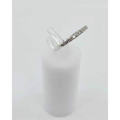 Thin 18K White Gold Single Row Round Cut Diamond Wedding Band Ring