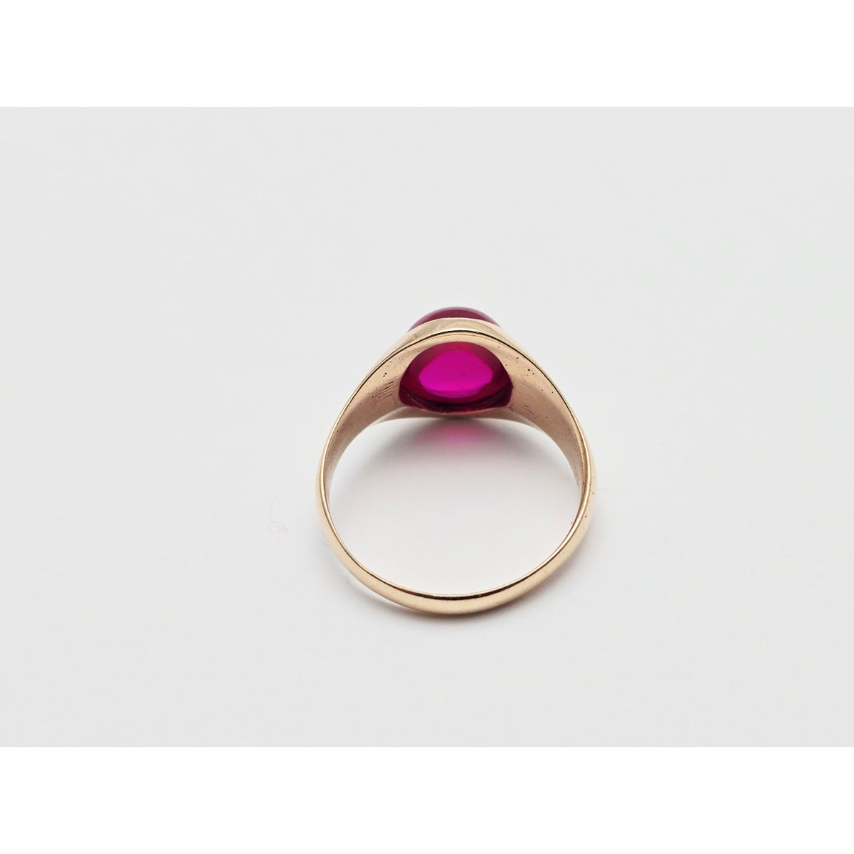12K Yellow Gold Oval Cabochon Lab Grown Ruby Ring