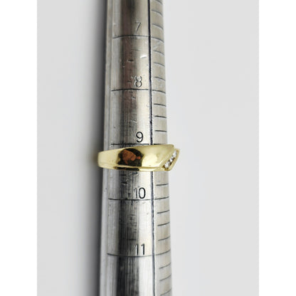 18K Yellow Gold 3 Stone Diamond Band Ring
