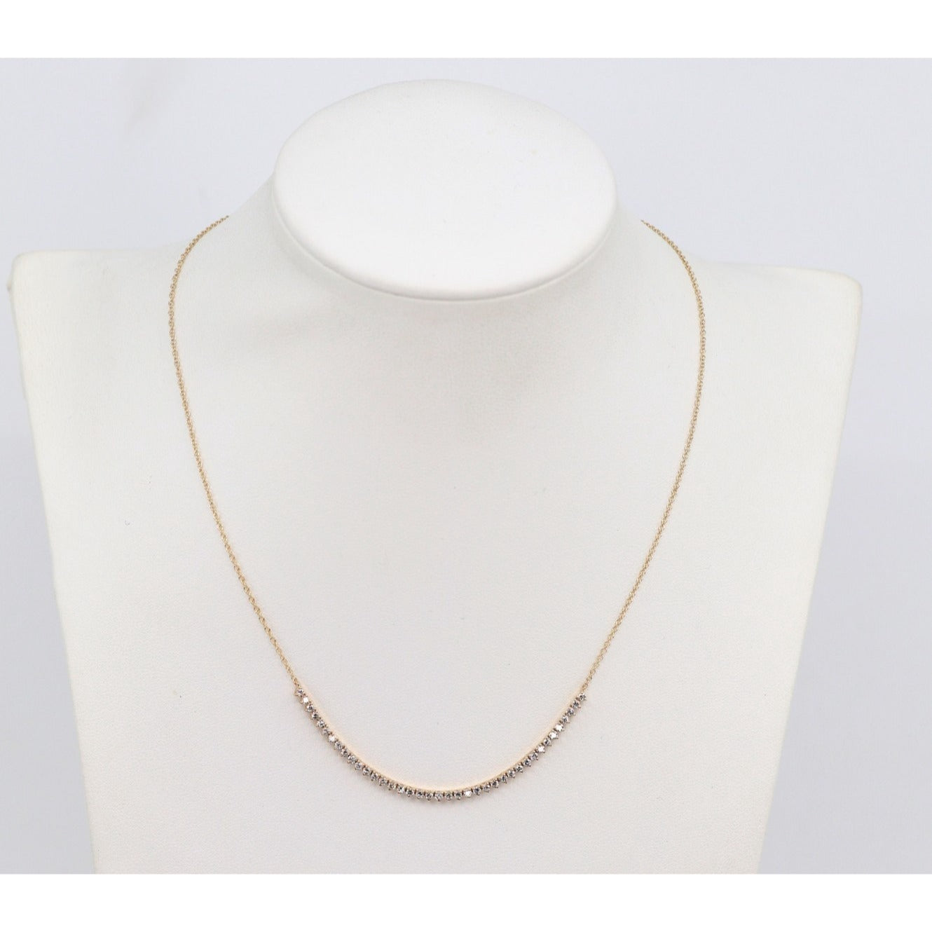 14K Yellow Gold Resizable Choker Tennis Link Diamond Chain Necklace
