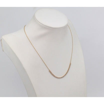 14K Yellow Gold Resizable Choker Tennis Link Diamond Chain Necklace
