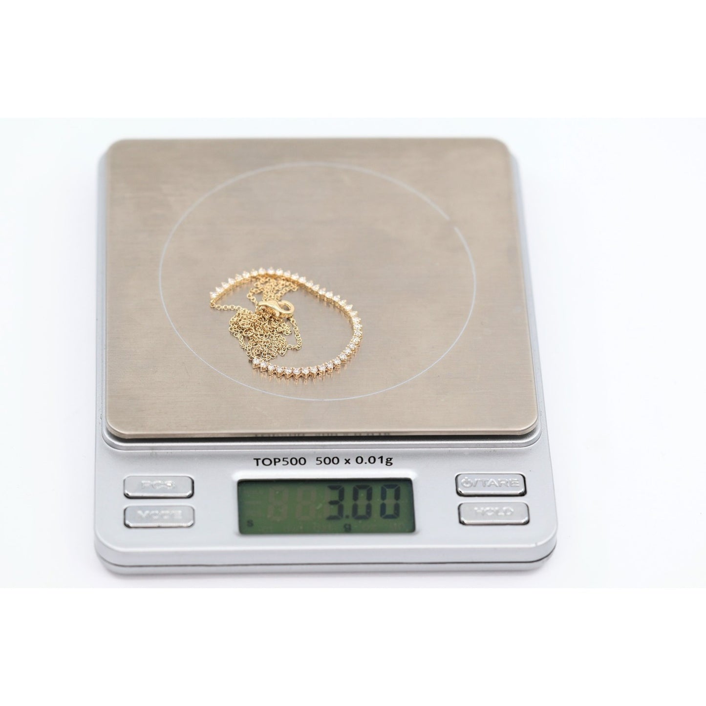 14K Yellow Gold Resizable Choker Tennis Link Diamond Chain Necklace