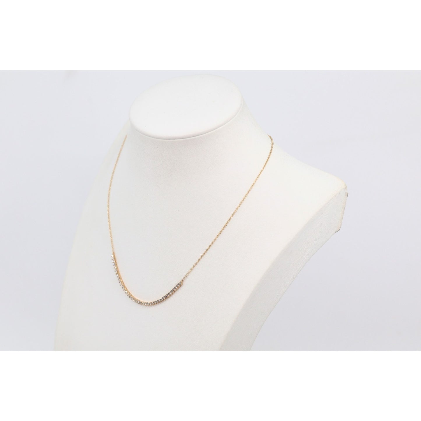 14K Yellow Gold Resizable Choker Tennis Link Diamond Chain Necklace