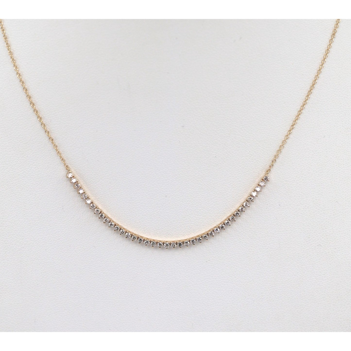14K Yellow Gold Resizable Choker Tennis Link Diamond Chain Necklace