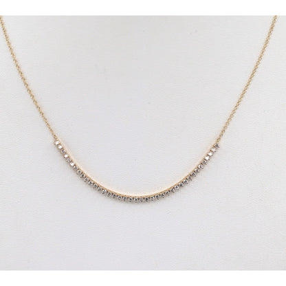 14K Yellow Gold Resizable Choker Tennis Link Diamond Chain Necklace