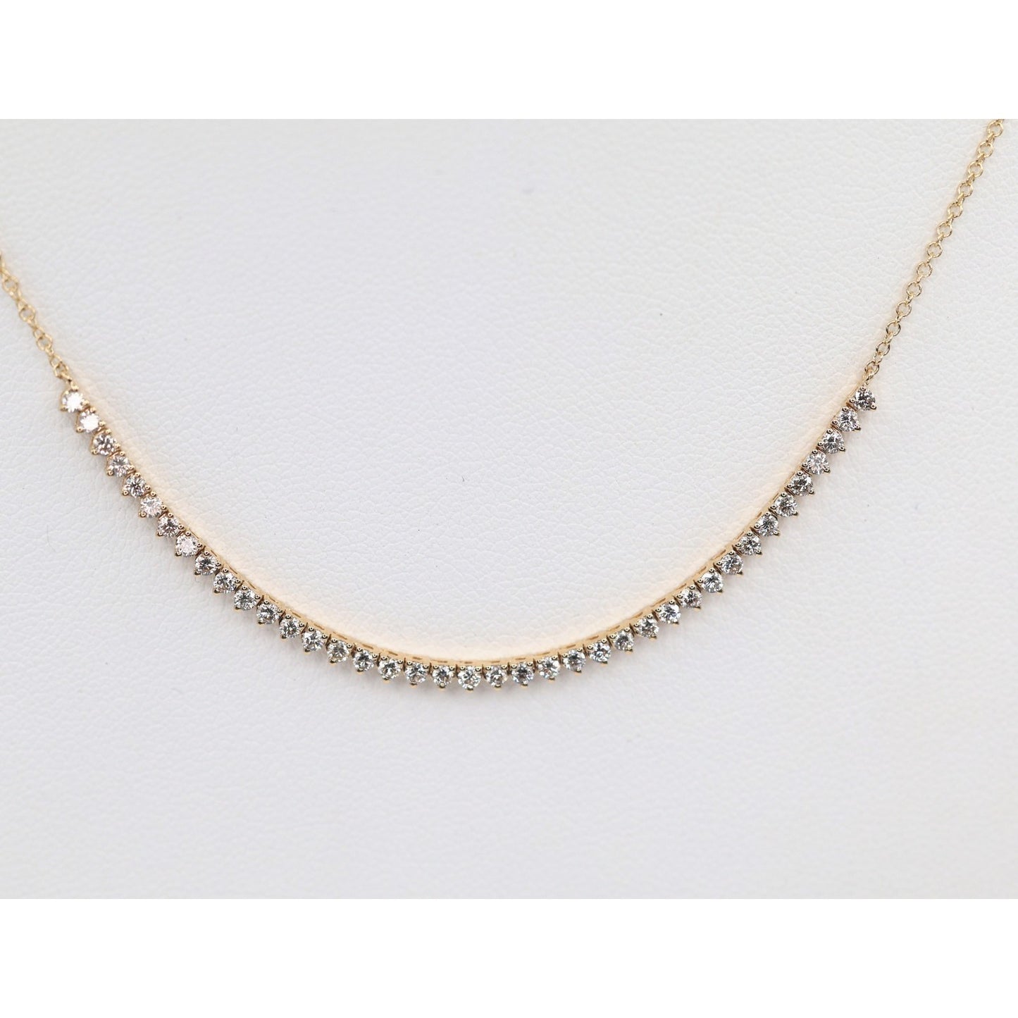 14K Yellow Gold Resizable Choker Tennis Link Diamond Chain Necklace