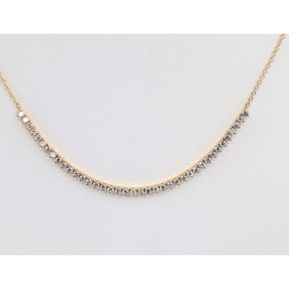 14K Yellow Gold Resizable Choker Tennis Link Diamond Chain Necklace