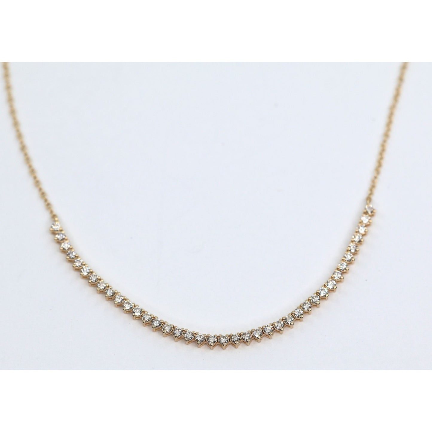 14K Yellow Gold Resizable Choker Tennis Link Diamond Chain Necklace