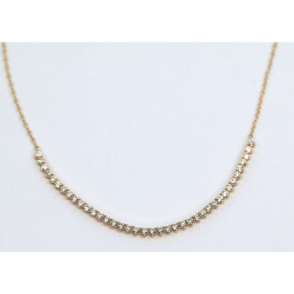 14K Yellow Gold Resizable Choker Tennis Link Diamond Chain Necklace