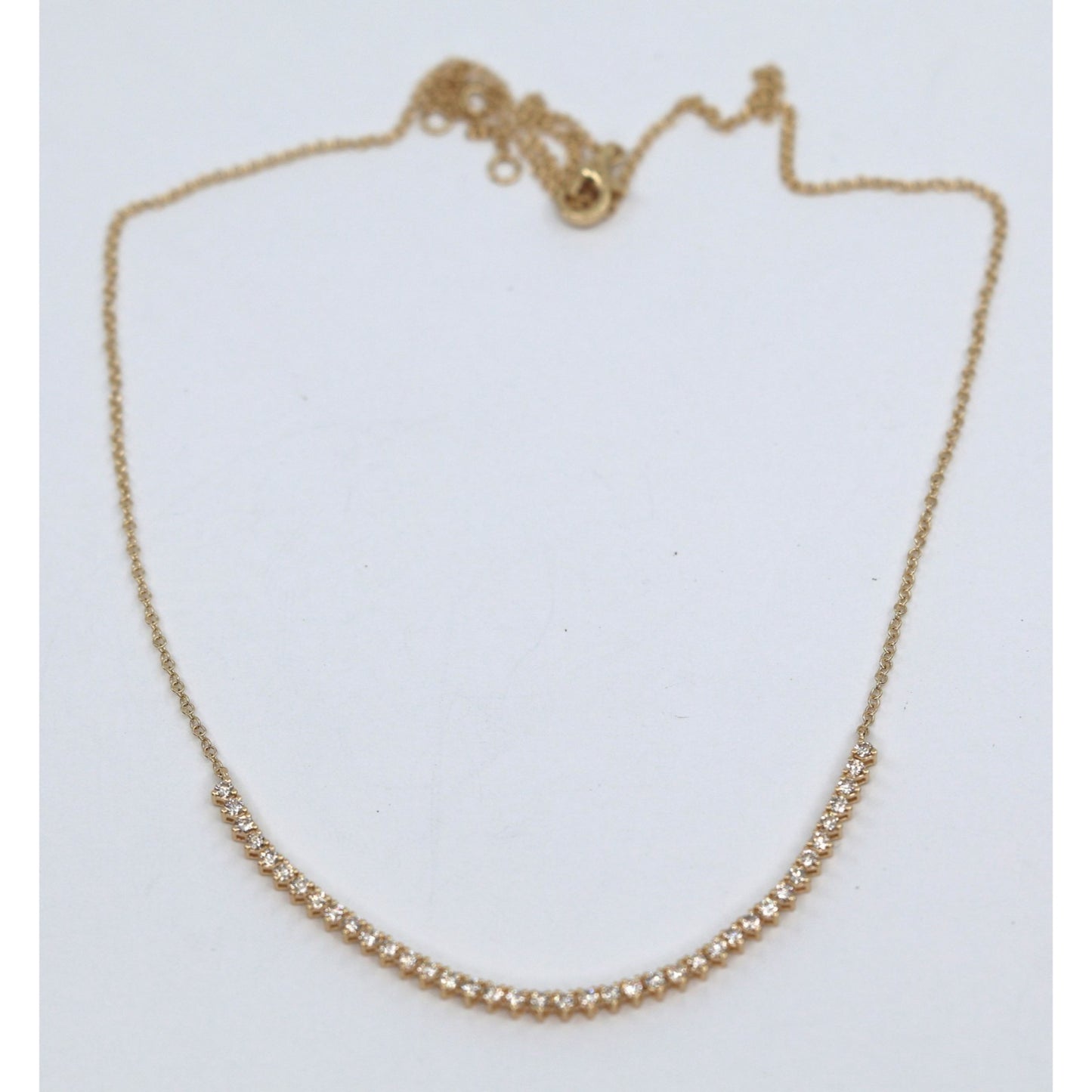 14K Yellow Gold Resizable Choker Tennis Link Diamond Chain Necklace