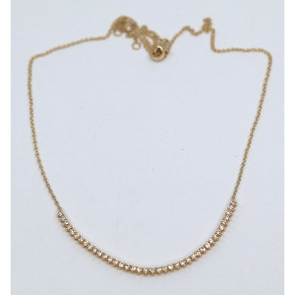 14K Yellow Gold Resizable Choker Tennis Link Diamond Chain Necklace