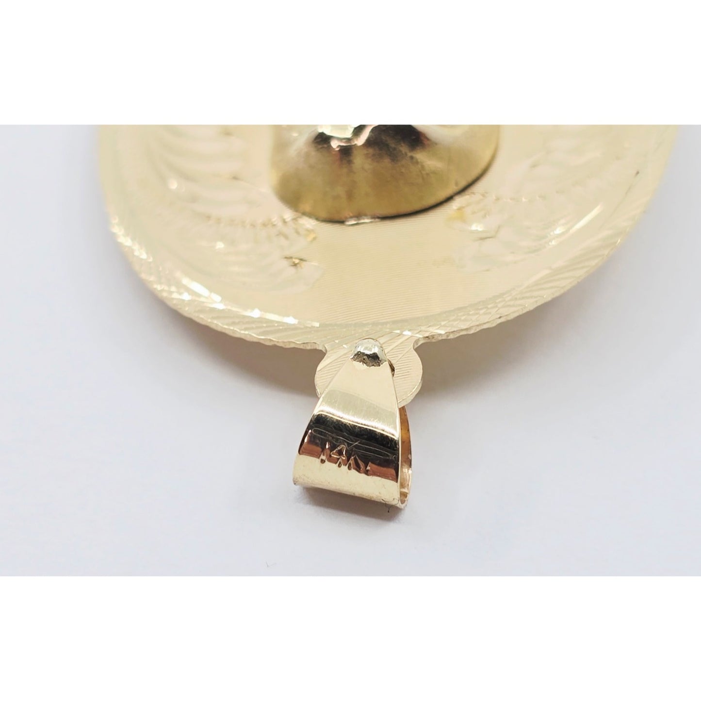 14K Yellow Gold Oval Two Sided Saint Mary & Jesus Charm Pendant