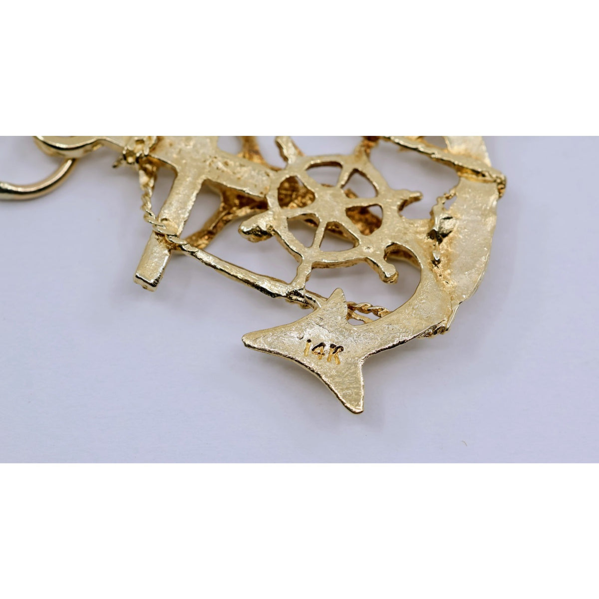 13K Yellow Gold Jesus on Cross Anchor Charm Pendant