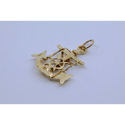 13K Yellow Gold Jesus on Cross Anchor Charm Pendant