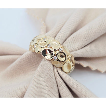 14K Yellow Gold Round Diamond Nugget Ring