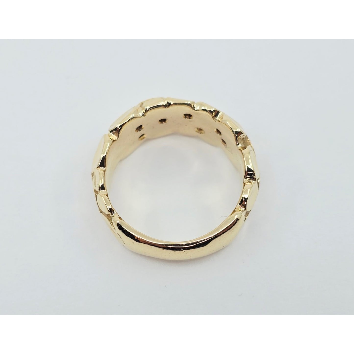 14K Yellow Gold Round Diamond Nugget Ring