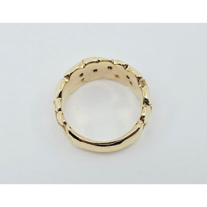 14K Yellow Gold Round Diamond Nugget Ring
