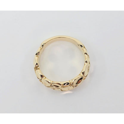 14K Yellow Gold Round Diamond Nugget Ring