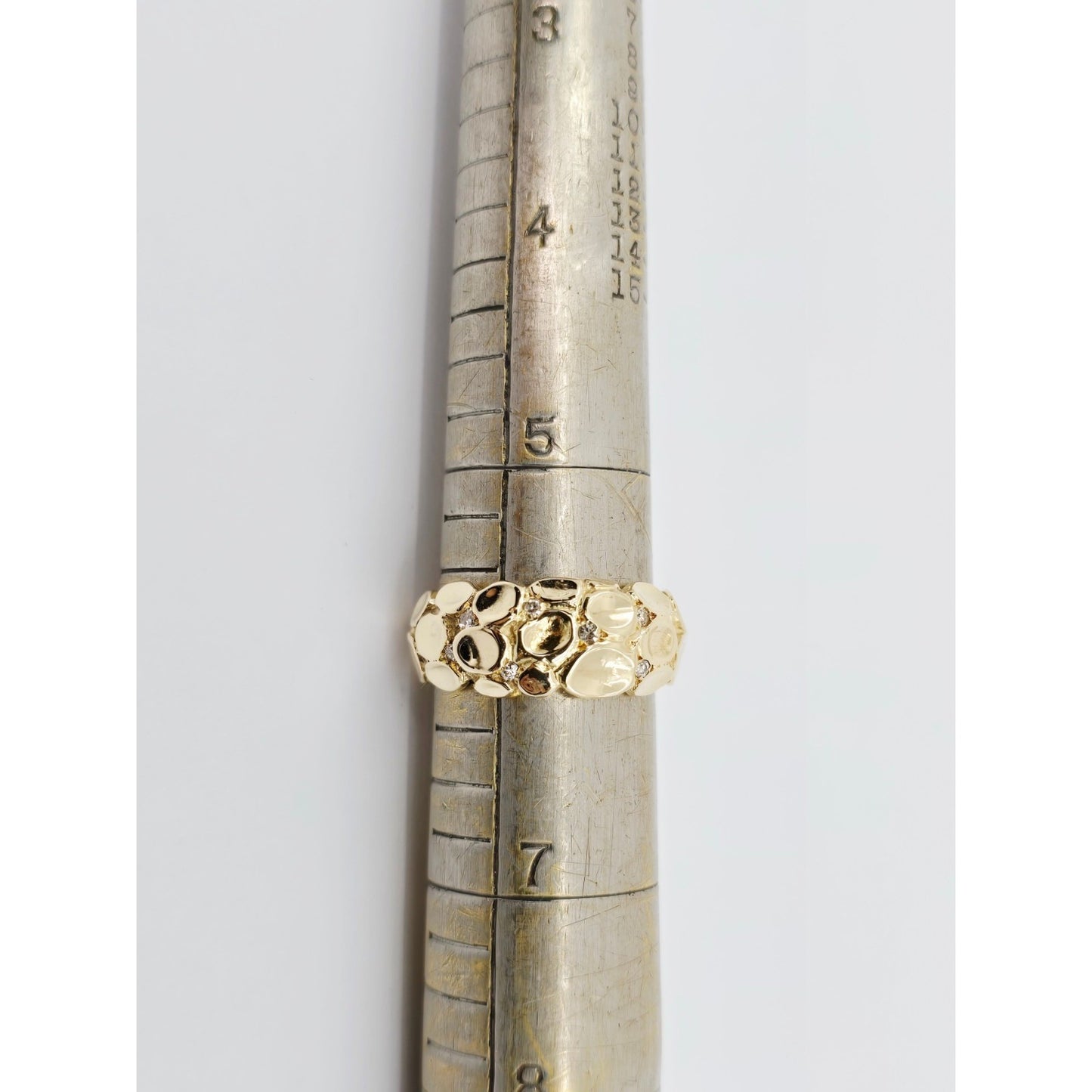 14K Yellow Gold Round Diamond Nugget Ring