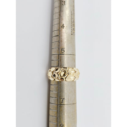 14K Yellow Gold Round Diamond Nugget Ring