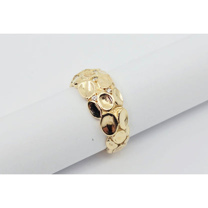 14K Yellow Gold Round Diamond Nugget Ring