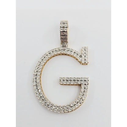 10K Two Tone Gold Initial Letter " G " Diamond Charm Pendant