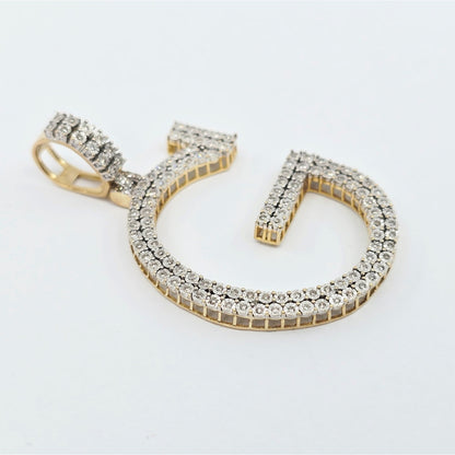 10K Two Tone Gold Initial Letter " G " Diamond Charm Pendant