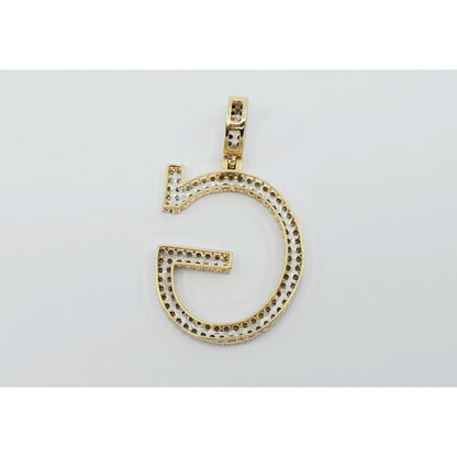 10K Two Tone Gold Initial Letter " G " Diamond Charm Pendant