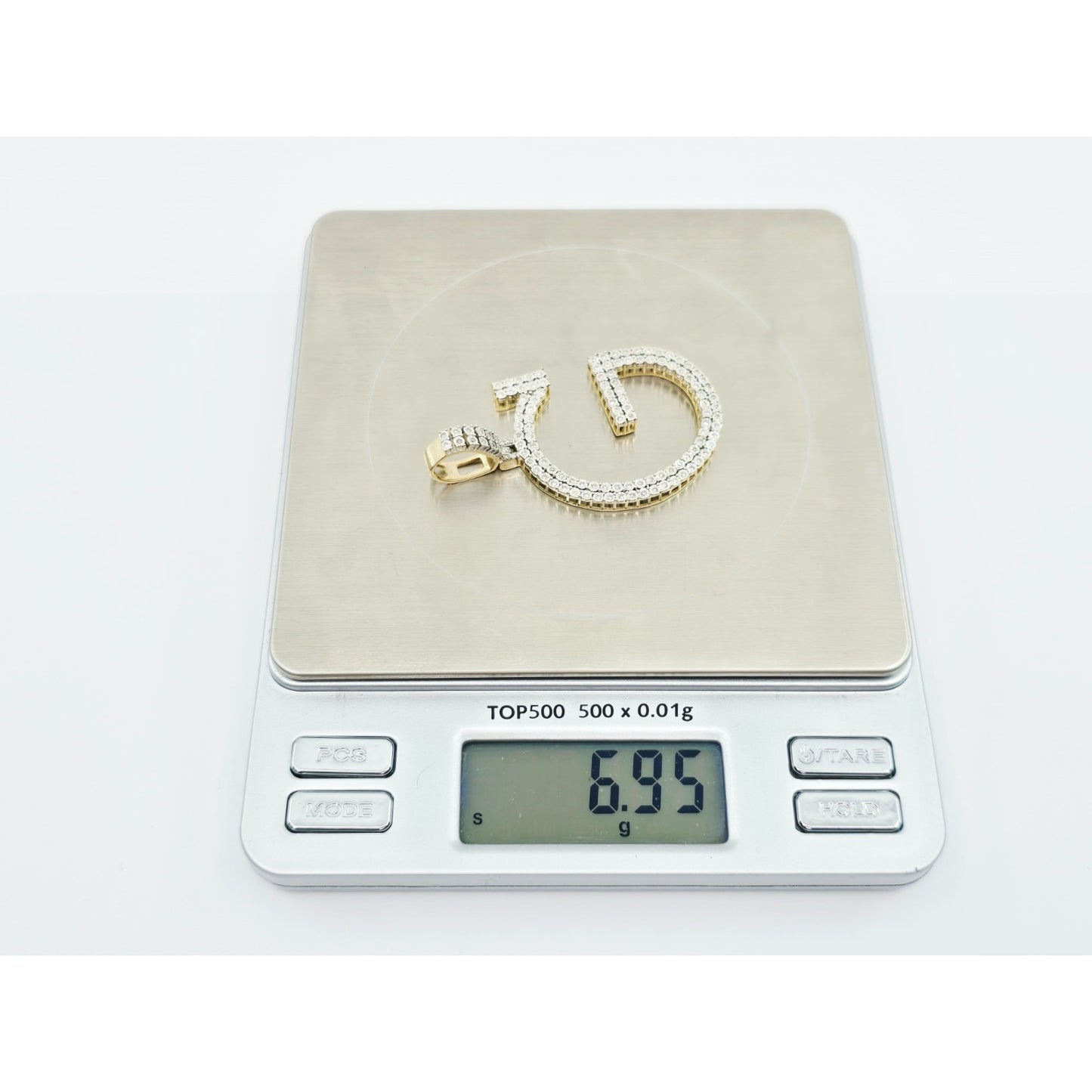 10K Two Tone Gold Initial Letter " G " Diamond Charm Pendant