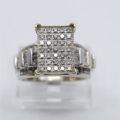 10K White Gold Round & Baguette Diamond Ring