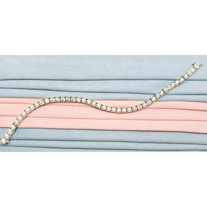 14K White Gold Round Cut Diamond Tennis Link Bracelet