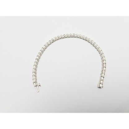 14K White Gold Round Cut Diamond Tennis Link Bracelet
