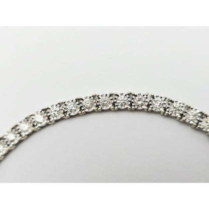 14K White Gold Round Cut Diamond Tennis Link Bracelet