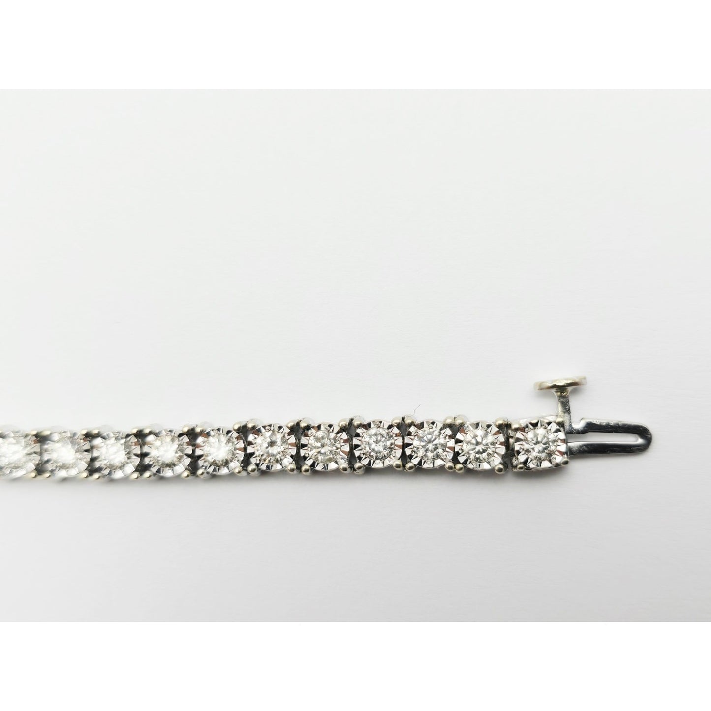 14K White Gold Round Cut Diamond Tennis Link Bracelet
