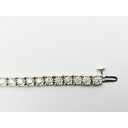 14K White Gold Round Cut Diamond Tennis Link Bracelet