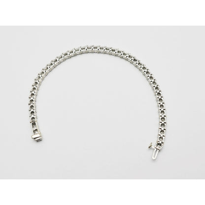 14K White Gold Round Cut Diamond Tennis Link Bracelet