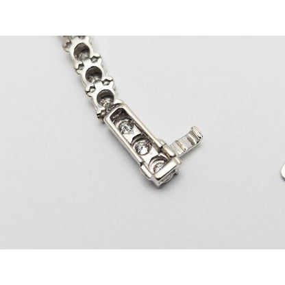 14K White Gold Round Cut Diamond Tennis Link Bracelet